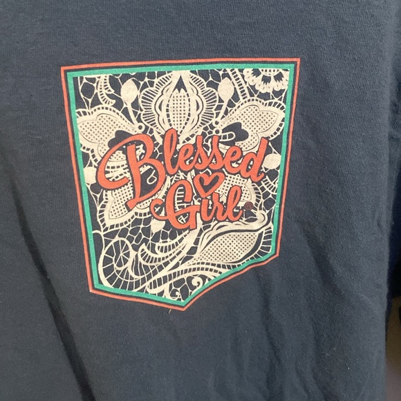 Delta- Blue blessed girl long sleeve shirt- Size S - Picture 2 of 3